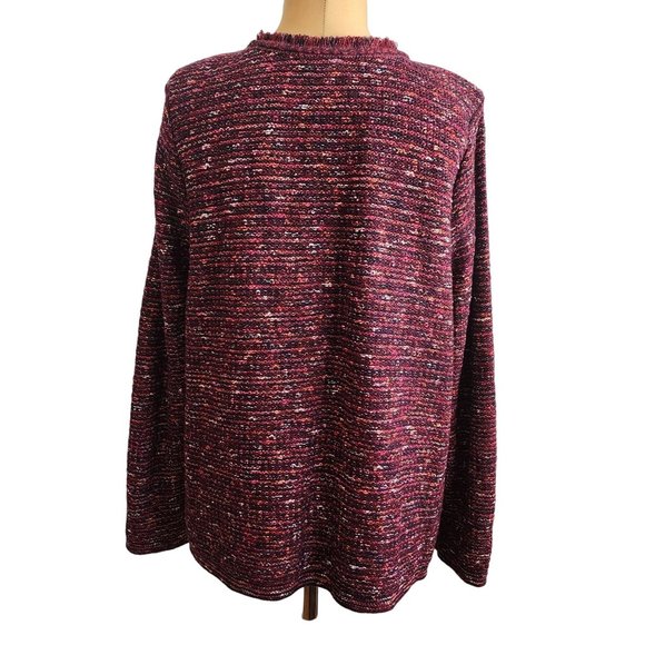 J. Jill Womens Open Front Knit Burgendy Cardigan Size XL - Picture 3 of 9